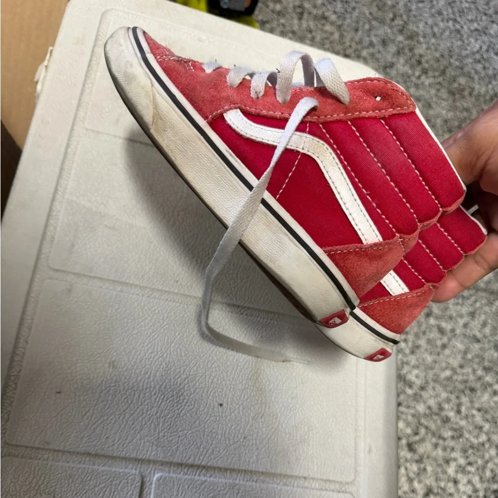 Vans Kids Red & White High-Top Skate Sneakers size 1.0 or 13 - Picture 6 of 8